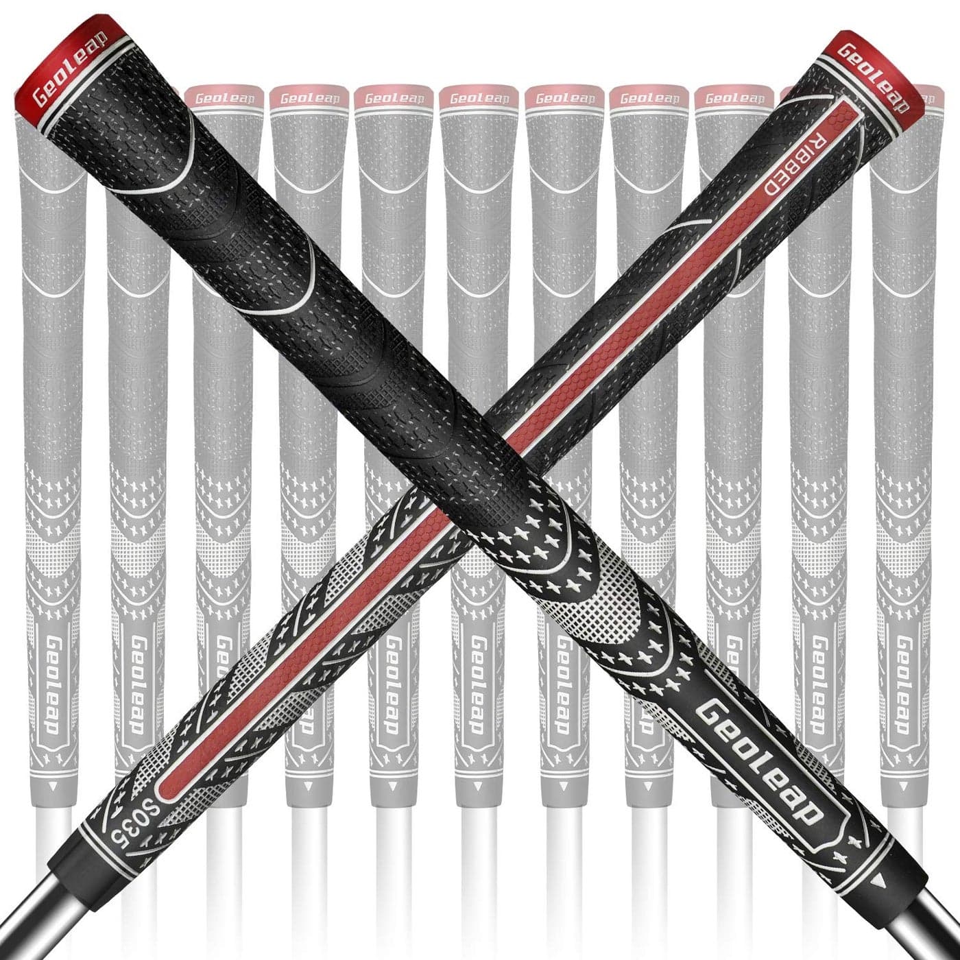 Geoleap ACER Golf Grips Set of 13 Back Rib Improved ControlMulti Compound Rubber And Cord Hybrid Golf Club Grips StandardMdisize 5 Colors Optional Standard Black