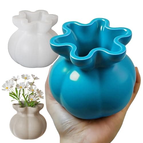 Wehous Unique Vase Resin Molds Irregular Lucky Bag Container Storage Jar Bottle Mold Silicone Flower Vase Planter Mold for Epoxy Resin Concrete Cement Craft Jewelry Holder Halloween Christmas Decor