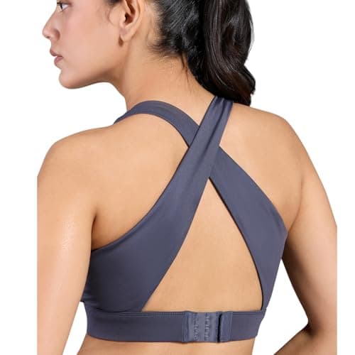 KICA Luxe Crostini Full Coverage and High-Impact Sports Bra for Gym Grey (S)