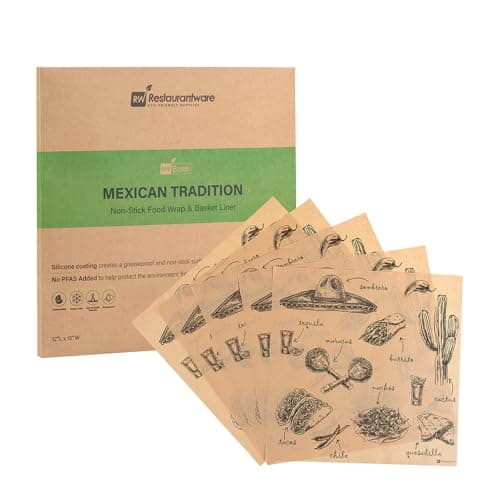 RW Base 12 Inch Deli Papers 200 Mexican Tradition Sandwich Wrapping Papers No Added PFAS Greaseproof Kraft Paper Food Basket Liners Microwavable For Restaurants Or Cafes Restaurantware