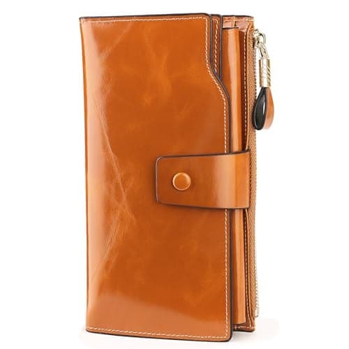 YALUXE Women's Genuine Leather Wallet RFID Blocking Multi Card Holder with Cell Phone Pocket Mothers Day Gifts