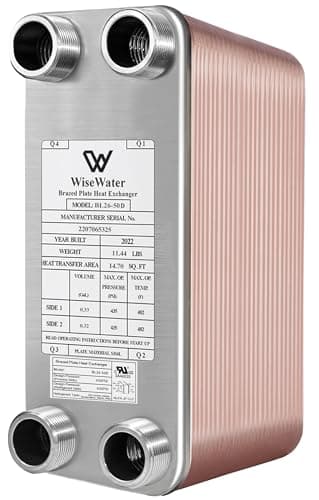 AB Plate Heat Exchanger, 4"x 12" 50 Plates Water To Water Heat Exchanger, Copper/SS316L Stainless Steel Brazed Plate Heat Exchanger For Floor Heating, Water Heating, Snow Melting