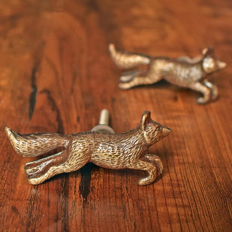 BROOK AND BIRCH Antique Fox Animal Drawer Knobs Fox Metal Animal Cabinet Dresser Knobs Pull Nursery Cupboard Wardrobe Knobs Set of 4