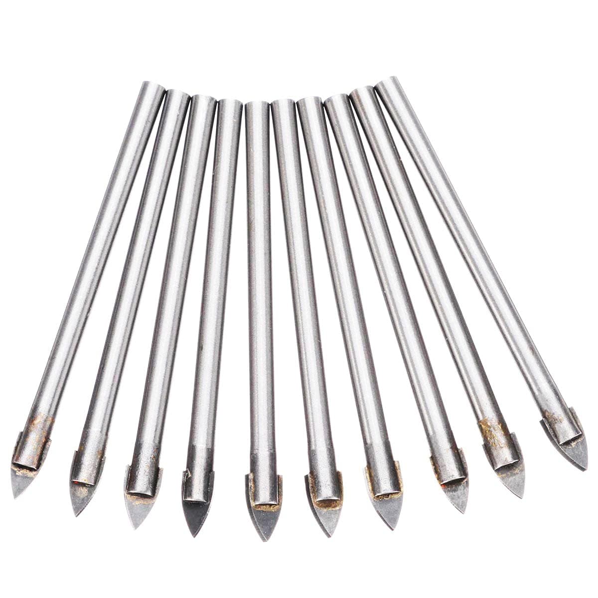 uptodateproducts 10pcs 6mm Tip Glass Ceramic Tile Drill Bits Head Tungsten Carbide Drilling Bit