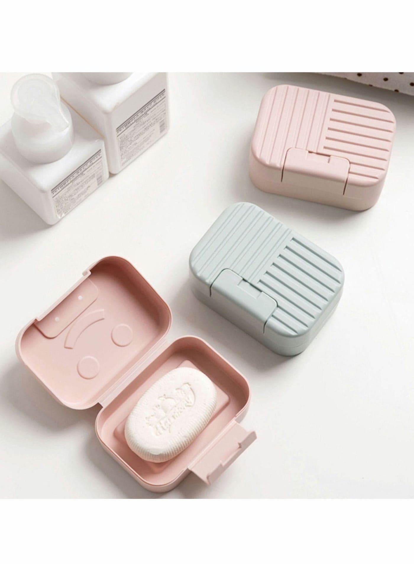 4 Pack Travel Soap Case Box, Perfect for Gift Home Bathroom, Camping and Other Outdoor Activities, Blue Pink