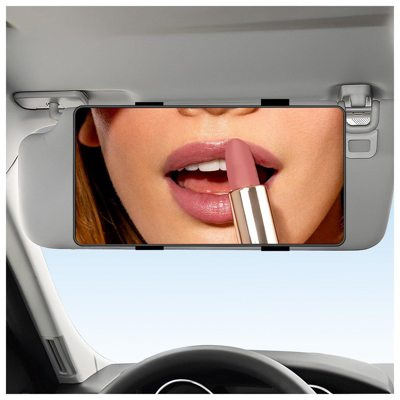 HD Large Car Mirror Vanity with StrapsMultifunctional CCar Makeup Mirror for Cars Sun VisorEssential Interior Car Accessories CCar Visor Mirrors for CarsSUVsTrucks Black