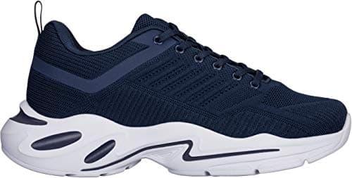 CALTO Men's Invisible Height Increasing Elevator Shoes - Navy/White Super Lightweight Sporty Sneakers - 2.6 Inches Taller - Q331 - Size 11 D(M) US