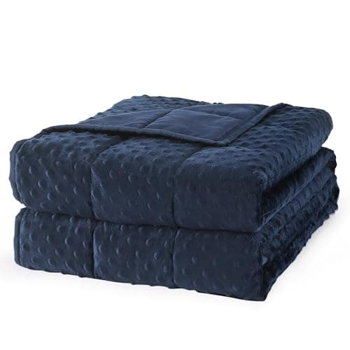 Mr. Sandman Weighted Blanket for Adults, Minky Heavy Blanket for Woman, Man Sleeping Calm, Soft and Cozy Weighted Throw Blankets, Machine Washable, 60 x 80in, 20 Pounds, Navy Blue