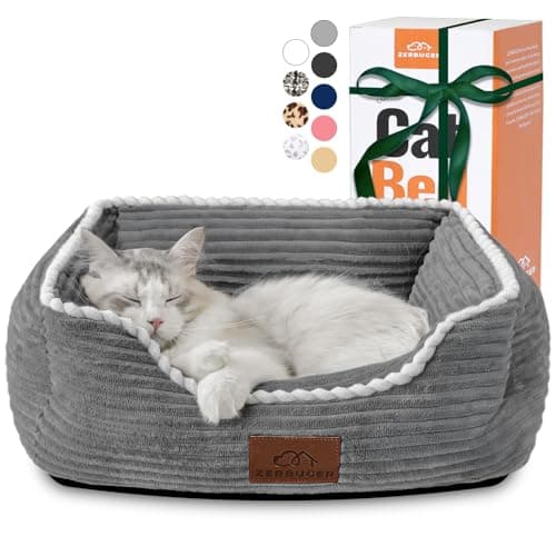 Cat Dog Bed for Pets Rectangle Pet Bed Gift for Puppy and Kitten Machine Washable Calming Fluffy Pet Couch Sofa for Indoor Outdoor Portable Soft Cat Bed with NonSlip Bottom Small Grey