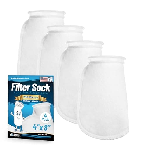 Aquatic Experts Felt Filter Socks – 4 Inch Ring Style, 200 Micron Aquarium Filter Sock for Sumps & Aquariums (4" x 8", 4 Pack)