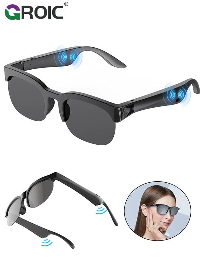 Smart Glasses, Meeting Assistant, Music and Hands-Free Calling Bluetooth Audio Glasses with Real-Time 150 Languages Translation, UV and Blue Light Protection, Sunglasses for Travel and Business