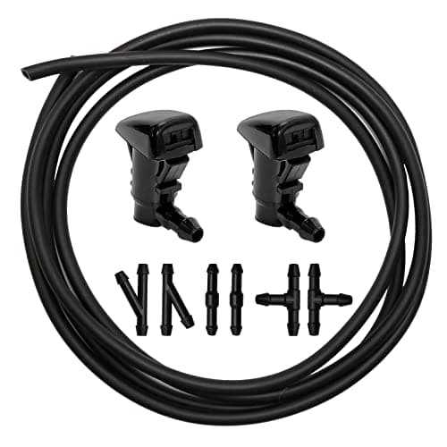 Saihisday Front Windshield Washer Nozzles Kit Replacement for Chrysler Dodge Jeep with Fluid Hose & Connector Nozzle for 68081370AB, 68102968AA, 5182327AA