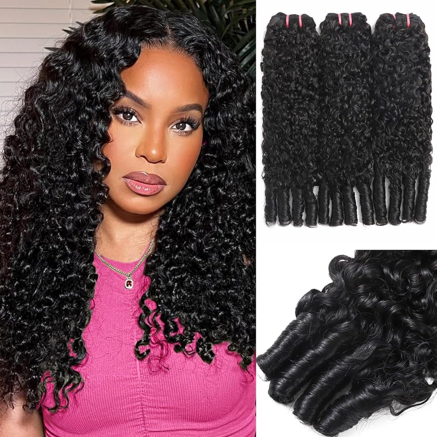 Beauty Queen Burmese Curly Hair Bundles 16 18 20 22 Inch 100 Unprocessed Real Human Hair Weave 4 Bundles with Spiral Curl End Thick Remy Virgin 3C4A Hair Extensions for Women Natural Black