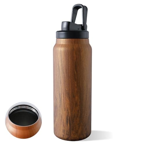 UMAI Stainless Steel Vacuum Insulated Printed Water Bottle | 900 ml | Keeps Contents Cold/Warm Upto 6-12 Hours | BPA Free | Gym | Office | Home | Travel | Wooden Brown Print