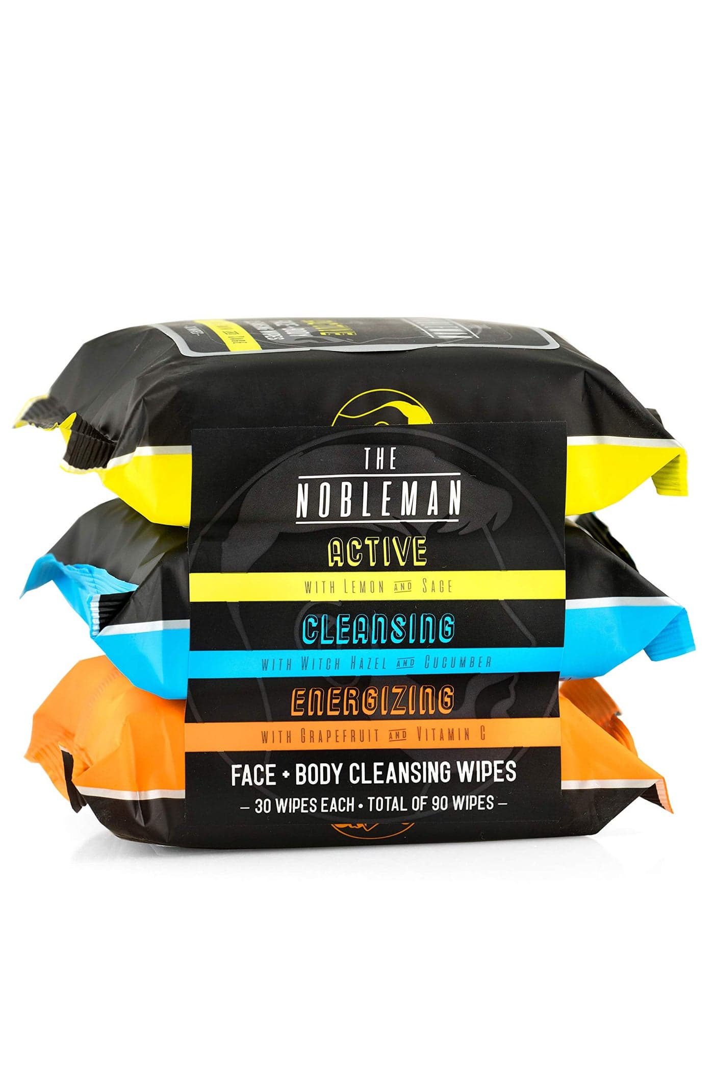 Men's Active/Cleansing/Energizing Face + Body Cleansing Wipes - 3 Pack (90ct)