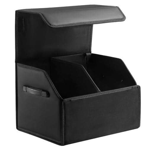 Fyzeoty Car Organizers for Trunk for Suv Sedan Leather Storage BoxMagnetic LidCollapsible and Adjustable165 inches