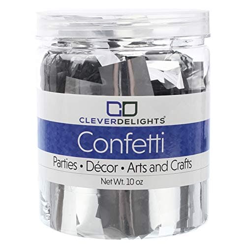 CleverDelights 1 Square Confetti Metallic Silver 10oz Bulk Premium Large Shiny Foil Confetti