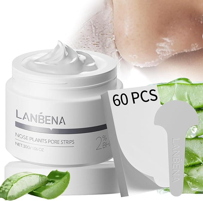 LANBENA Blackhead Remover Nose Mask Pore Strip Black Mask Exfoliating Acne Treatment Black Deep Cleansing Skin Care White