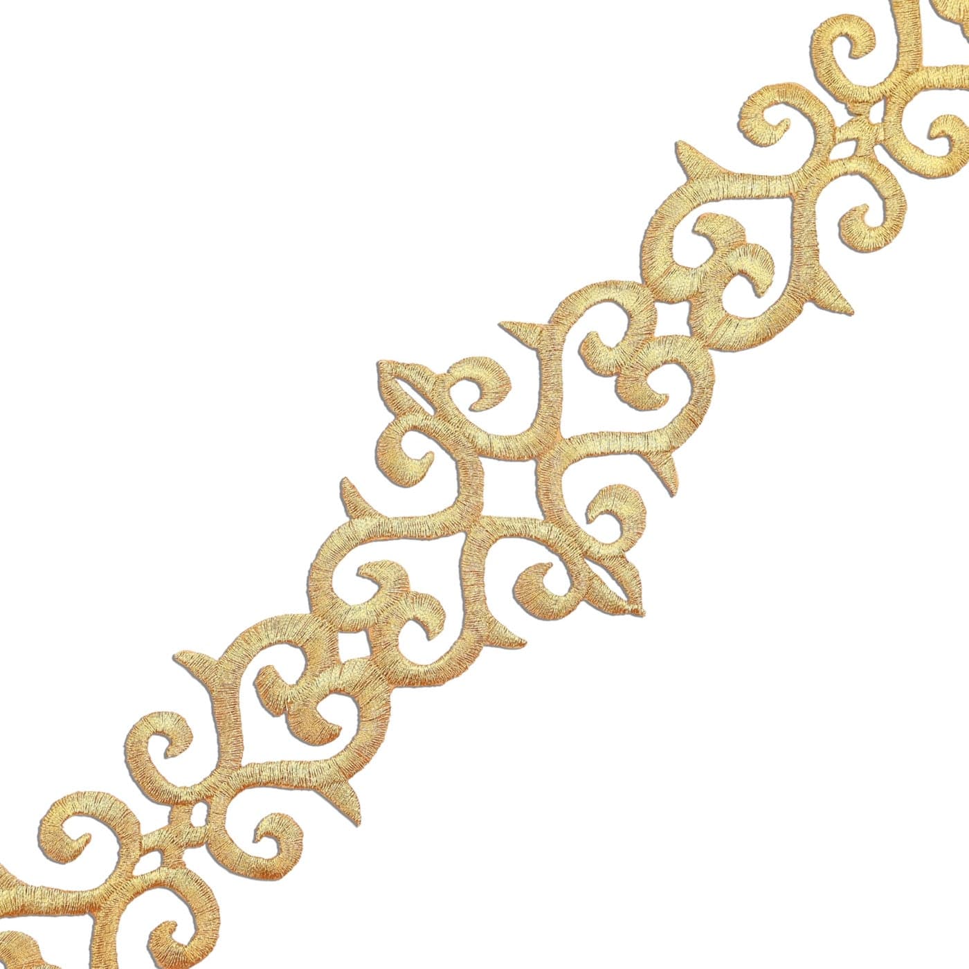 IDONGCAI Iron On Metallic Lace Trim Border Trim Ribbon Embroidery Floral Lace Applique Patches for Bridal Costume or Jewelry Crafts and Sewing 3 Inch by 4 Yards Golden