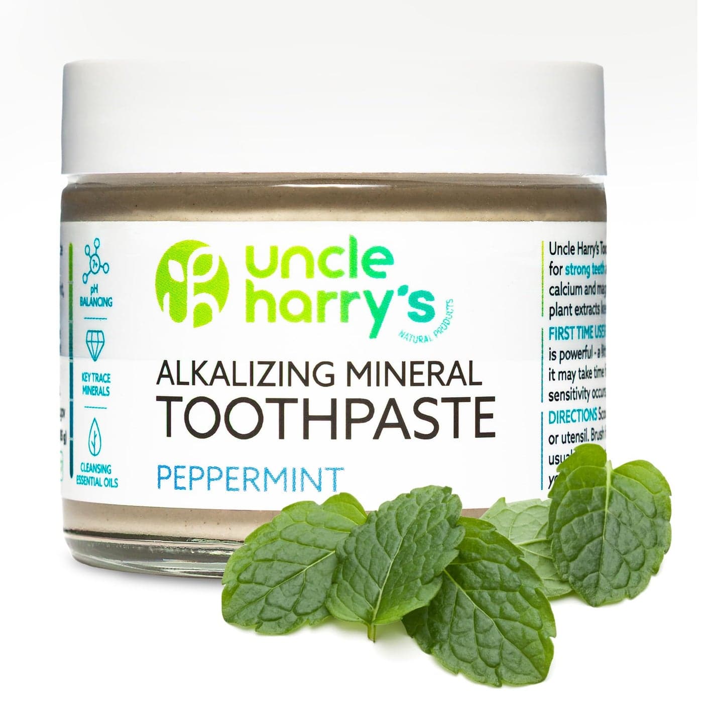 Uncle Harrys Peppermint Remineralizing Toothpaste Natural Whitening Tooth Paste Freshens Breath Promotes Enamel Vegan Fluoride Free Toothpaste
