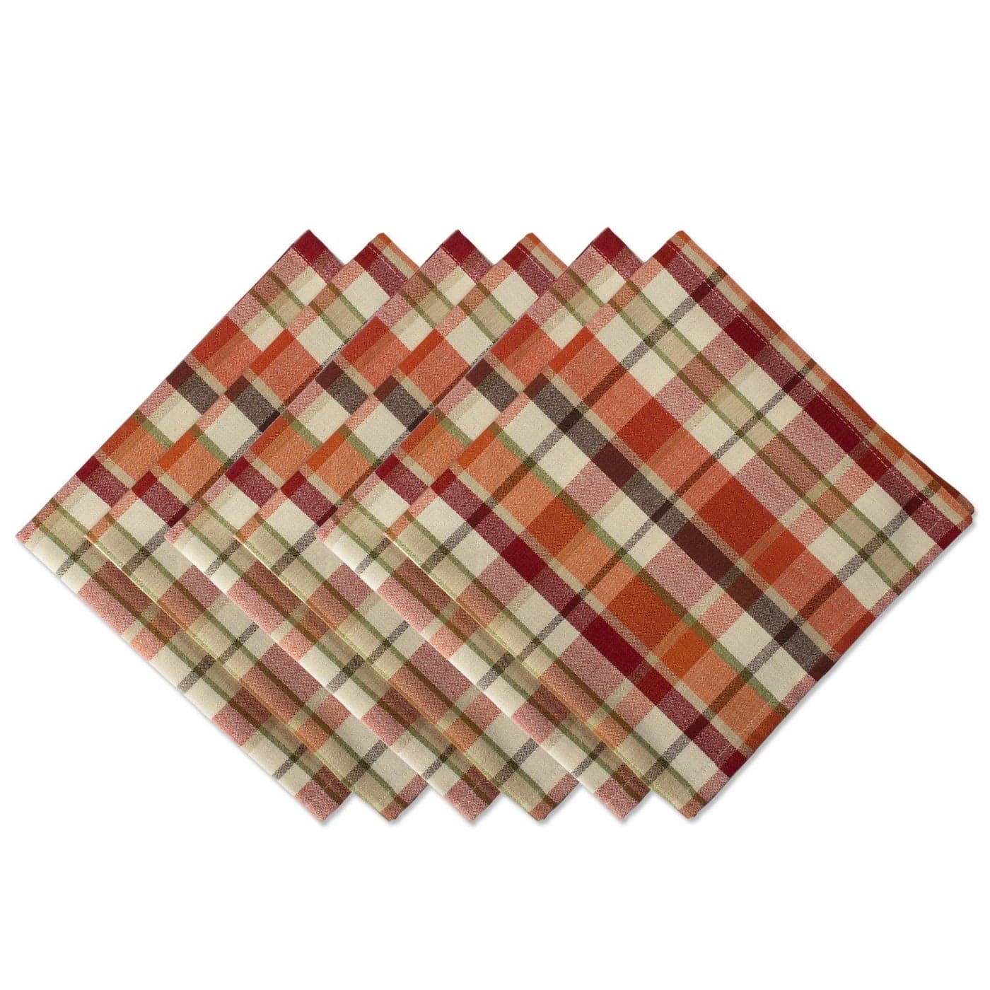 DII Thanksgiving Fall Table Decoration Autumn Farmhouse Plaid Napkin Set 20x20 Pumpkin Spice Plaid 6 Count