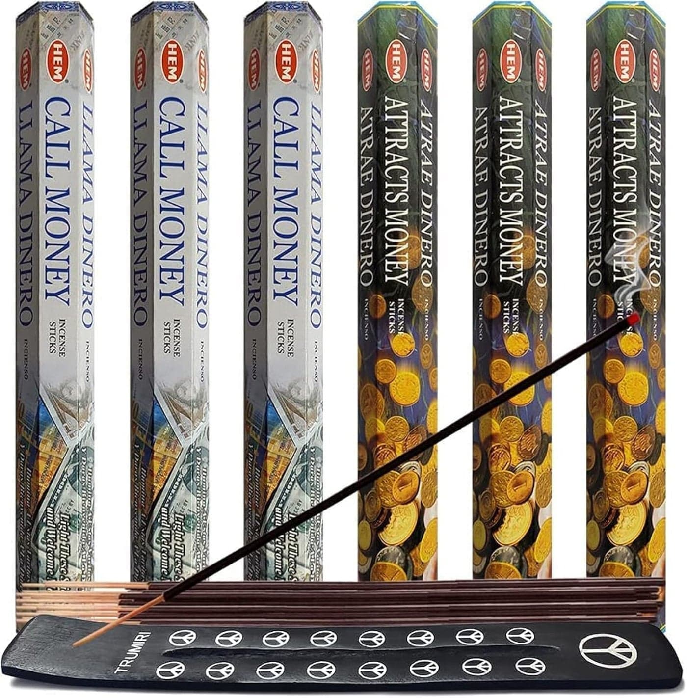Call Money Attracts Money Incense Sticks Holder Bundle Variety Pack from Hem Trumiri Insense Insence