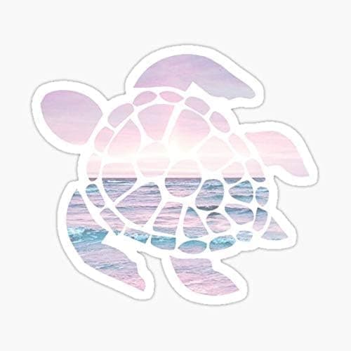 STICKY DUDE Sea Turtle Sticker Reflective Vinyl Waterproof 5 inches Yeti Cup Cooler Box Decal Car Laptop Wall Window Bumper Reflective Pink
