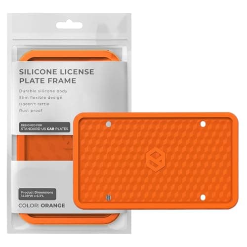 Rightcar Solutions Car Plate Frame Silicone License Plate Frame RustProof RattleProof WeatherProof License Plate Holder for Front or Rear Orange 1 Pack