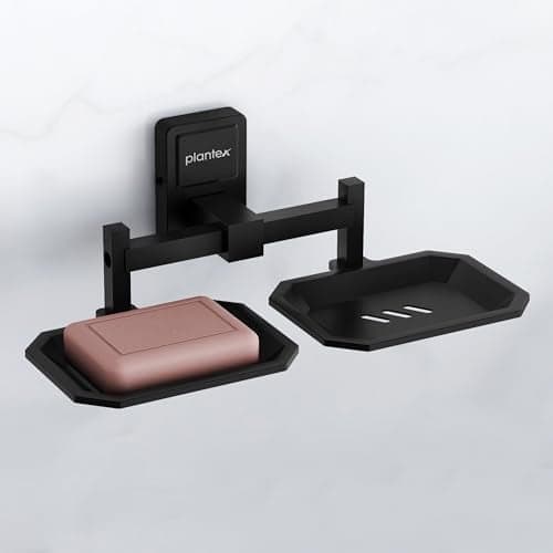 Plantex 304 Grade Stainless Steel Dual Soap Holder for Bathroom/Soap Case/Soap Stand/Soap Tray/Bathroom Accessories - Darcy(Black)