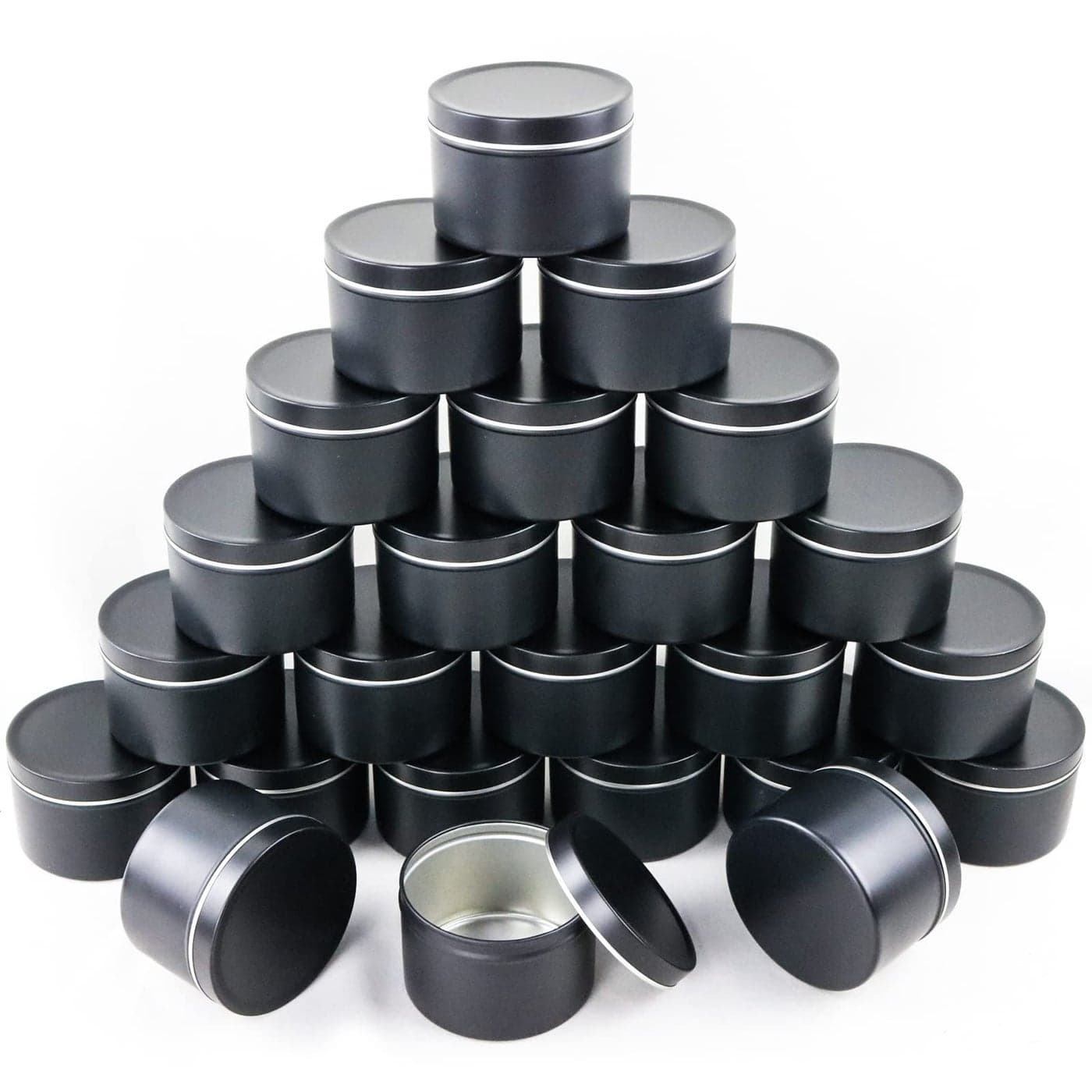 EricX Light Candle Tin 24 Piece 8 oz for Candle Making Black