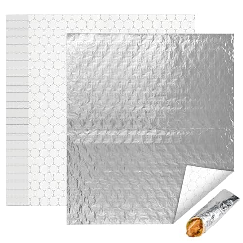 EcoDispose Pre-Cut Insulated Foil Sandwich Wrap Sheets Grease-Resistant for Hot Food (14" x 16",100 PCS)