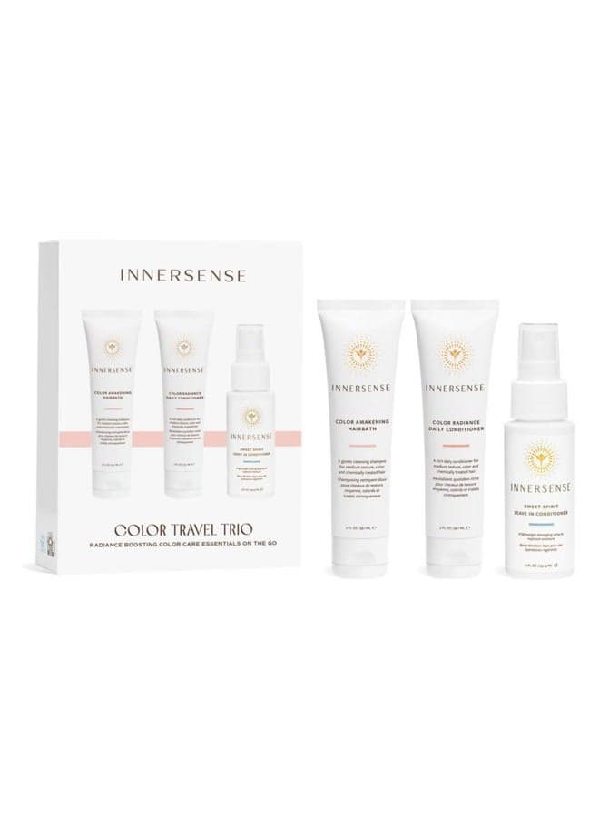 Organic Beauty - Color Travel Hair Trio | Non-Toxic, Cruelty-Free, Clean Haircare (Awakening Hairbath, Radiance Conditioner, Sweet Spirit Leave-In Conditioner) PACKAGING MAY VARY
