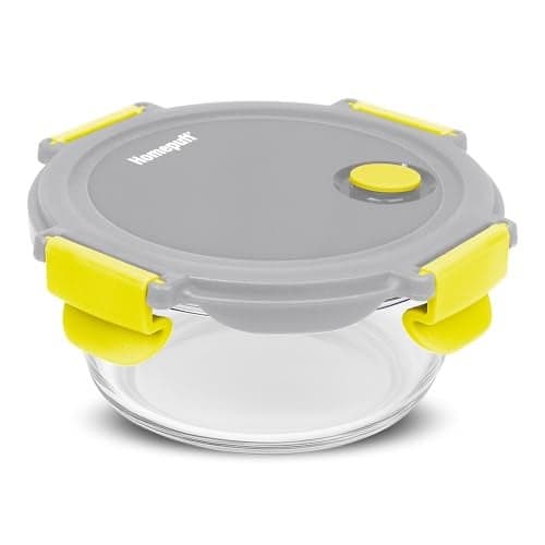 Home Puff Borosilicate Glass Lunch Box Set of 1 x 420ml | Airtight Leakproof Lid with Snap Lock & AirVent| Microwave Oven Freezer Safe, Glass Tiffin Box for Office, School, Meal Prep Container (Grey)