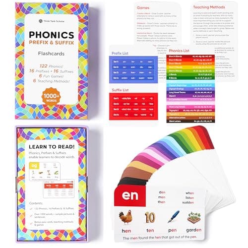 AwardWinning Phonics Vocabulary Flash Cards 1000 Words with Prefixes Suffixes CVC Games Visual Aids Ages 48 PreK to 3rd Grade