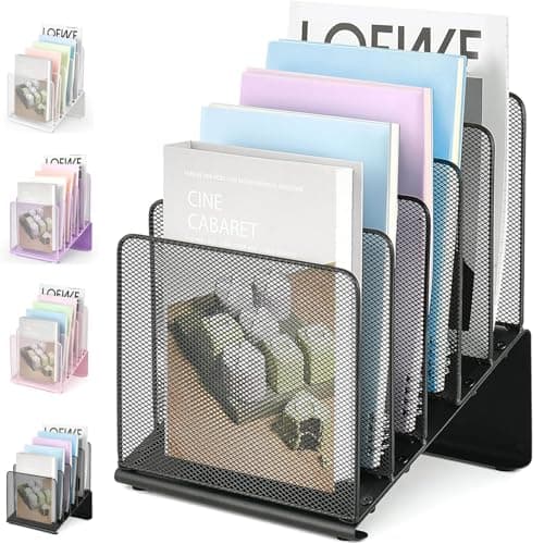 LEKETREE File Organizer for Desk File Folder Organizer with 5Section Vertical Rack Suitable for Home Office Document Organization and StorageBlack