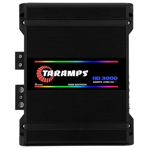 Taramps HD 3000 2 Ohms Black RGB 1 Channel Amplifier 3000 Watts RMS Digital, 108 RGB Effects, Crossover, Low/High Pass, Bass Boost, Car Audio System, Monoblock Full Range, LED Monitor Indicator, HD 3k