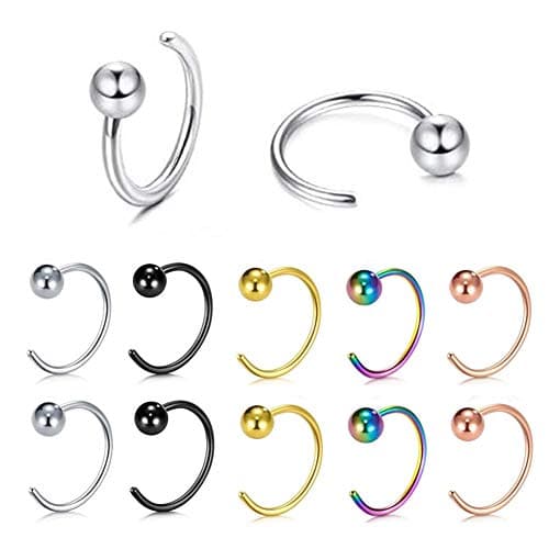 SERYNOW 5pairs Mixed colors Ball Huggie Earrings hoop Cartilage Tragus Earrings 316L Stainless Steel Black Silver Gold Small Hoop Earrings (8)