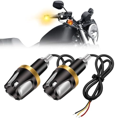 Ygmylandbb Motorcycle Turn Signal Light, Motorcycle Handlebar End Light, LED Indicator Light Brake Blinker Yellow White, diameter of 16mm to 18mm 1 Pair (Yellow White)
