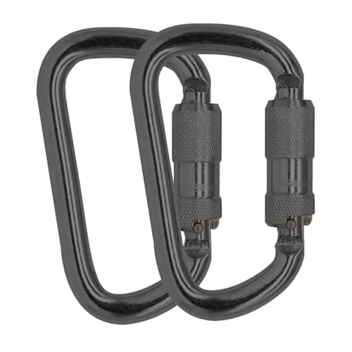 Auto Locking Carabiner 45KN10000lbs Heavy Duty Large Clip Climbing Carabiner Twist Lock Carabiners for Rock Climbing Camping GymRescue CE RatedD Shape Black