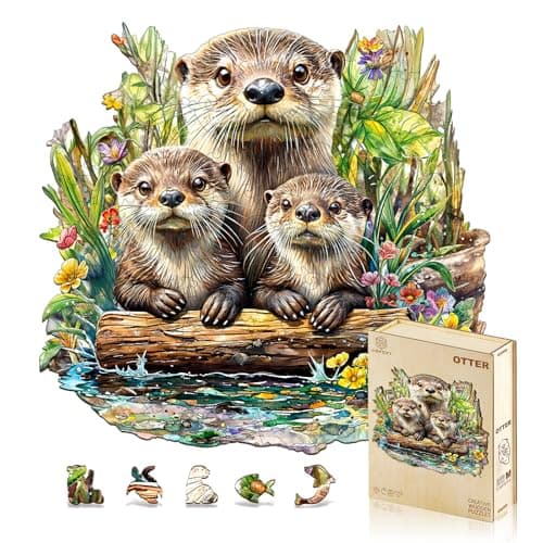 Jigfoxy Wooden Puzzles for Adults Otter Wood Puzzle for Adults Unique AnimalShaped Wooden Jigsaw Puzzle Christmas Thanksgiving Gifts for Puzzle Lovers Family and Friends S85 81in100pcs