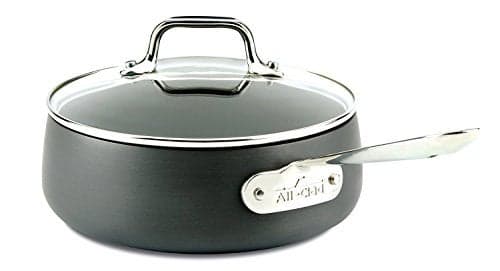 All-Clad HA1 Hard Anodized Nonstick SaucePan 2.5 Quart Induction Oven Broiler Safe 500F, Lid Safe 350F Pots and Pans, Cookware Black