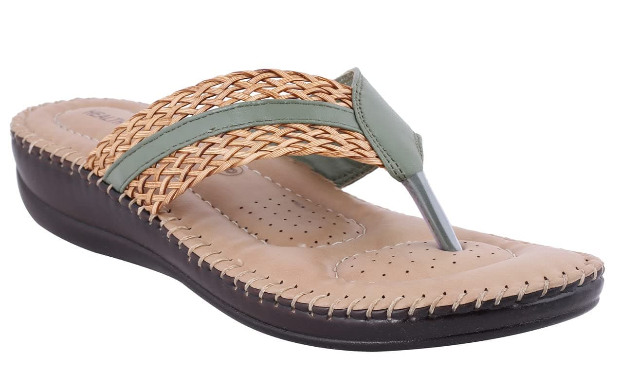 HEALTH FIT Soft Orthopedic Slippers/Doctor Chappal & Footwear with Memory Foam Women-9 Olive
