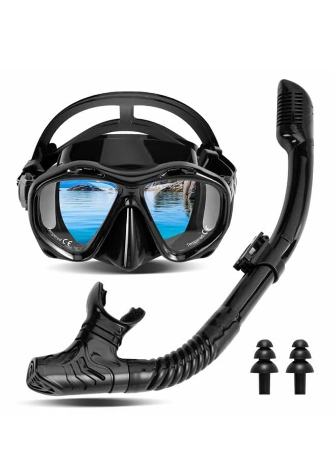 Adult Snorkeling Gear, Dry Snorkeling Kit, 180° Panoramic Wide View Dive Mask, Free Breathing Snorkeling Mask for Snorkeling, Scuba Diving and Swimming Trips