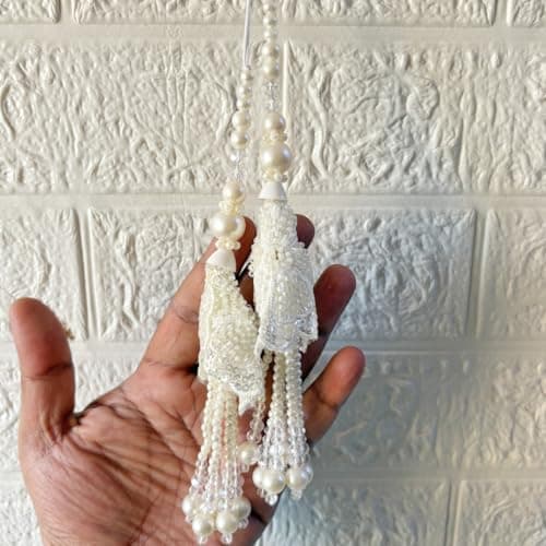 Adikala Craft Store Handmade Ethnic Latkan Tassel Set of 2 for Saree Pallu, Blouse, Suits, Dupatta, Lehenga Decor (Beaded Cone)