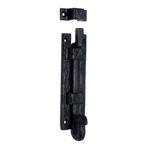 Adonai Hardware Tamar Antique Iron Door Necked Bolt (6 Inch x 1pack, Black Powder Coated)