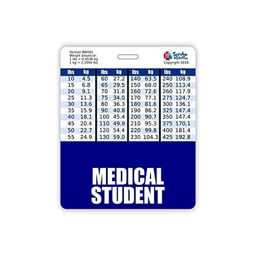 Medical Student Badge Buddy Horizontal w/Height & Weight Conversion Charts (Oversized, Navy)
