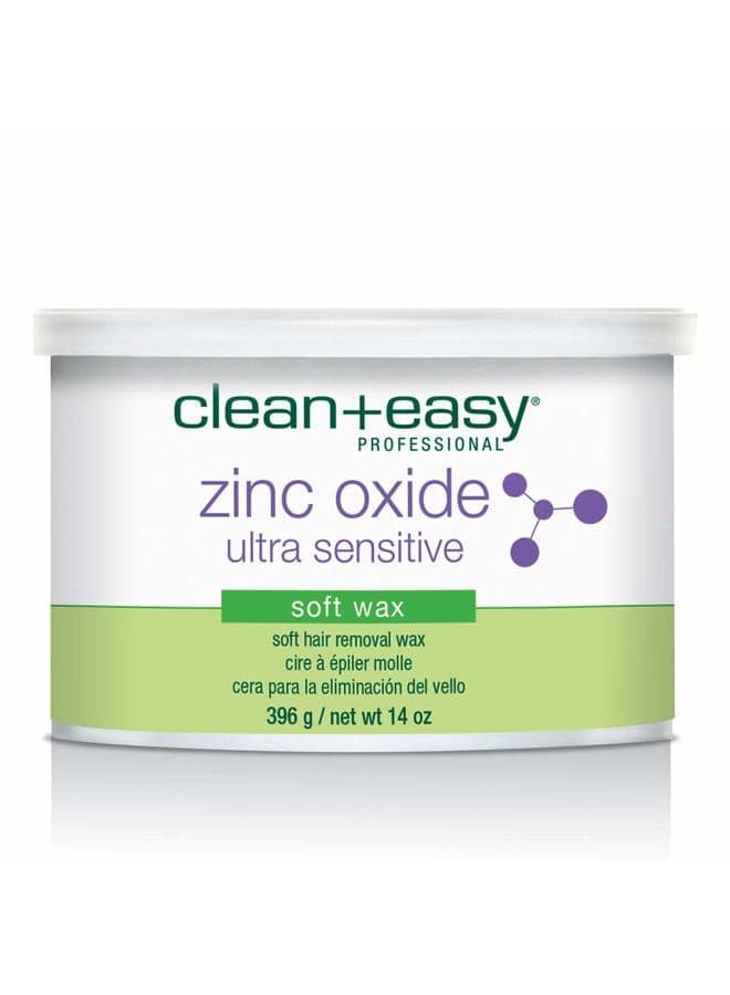 Zinc Oxide Ultra Sensitive Soft Wax for Hair Removal - Depilatory Wax for Sensitive Skin, Removes Fine to Medium Hair, DIY Waxing, 14oz
