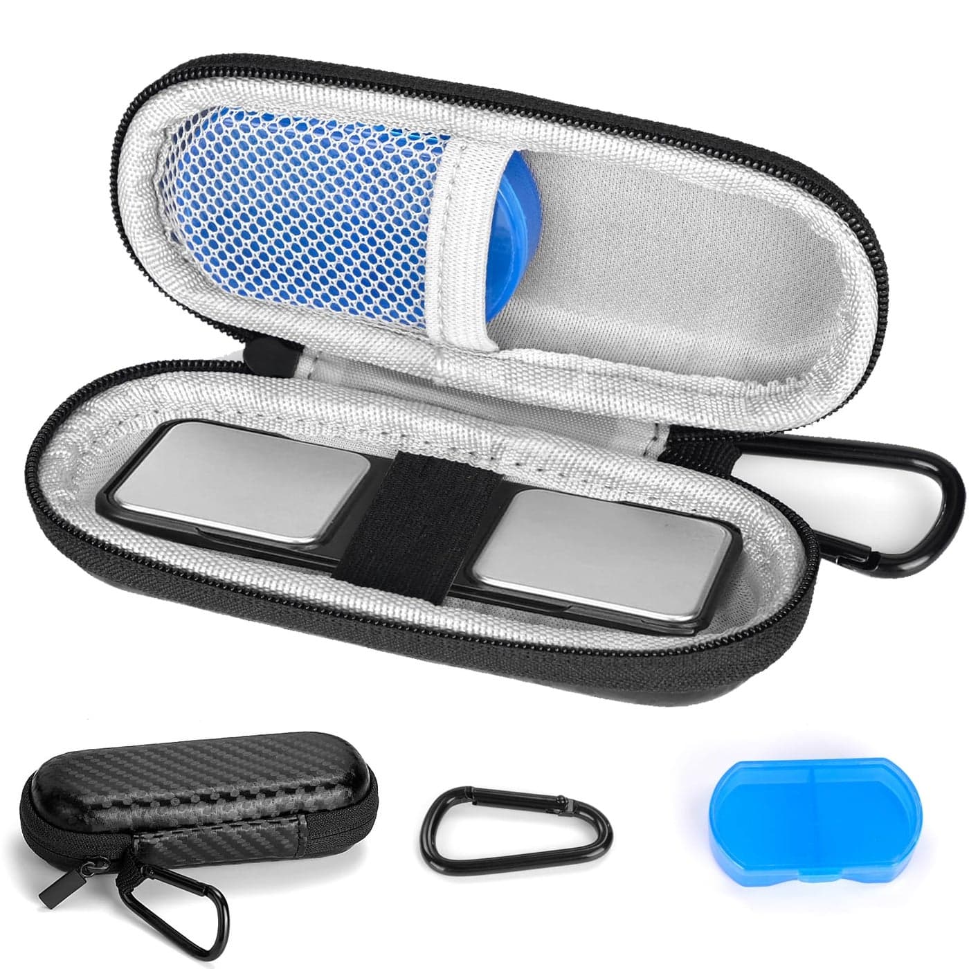 Bjabtan Kardiamobile Ekg Monitor Case, Case for Kardiamobile EKG Heart Monitor with Pill Box, Hard Travel Case for KardiaMobile 6L, Pill Box and Carabiner Clip Included, Kardia Mobile Case