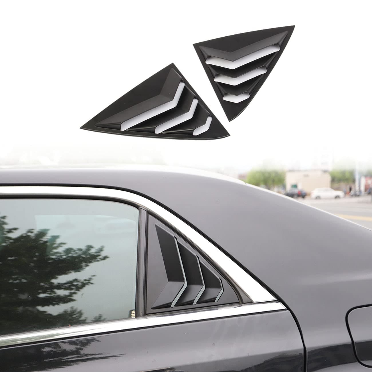 Crosselec Side Window Sunshade Louvers Scoop Shades Cover Blinds ABS for Chrysler 300 20152023Matte Black