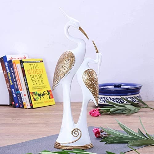 nantan Pair of Kissing SwanDuck Couple Showpieces for Home Living Room Decorative Display Diwali Decoration Item for Home Decor Swan Pair White